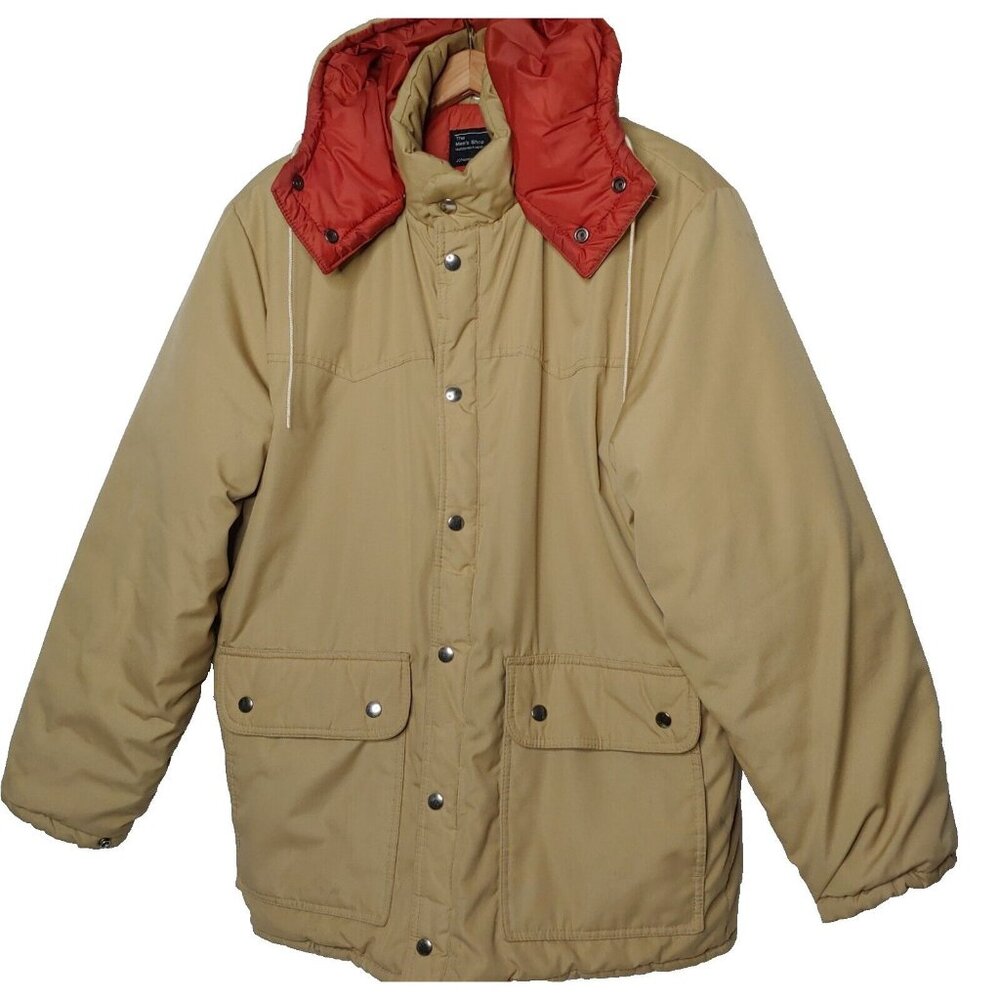 JC Penny The Mens Shop cOAT Men Medium Insulated Vintage Workwear Work Tan READ